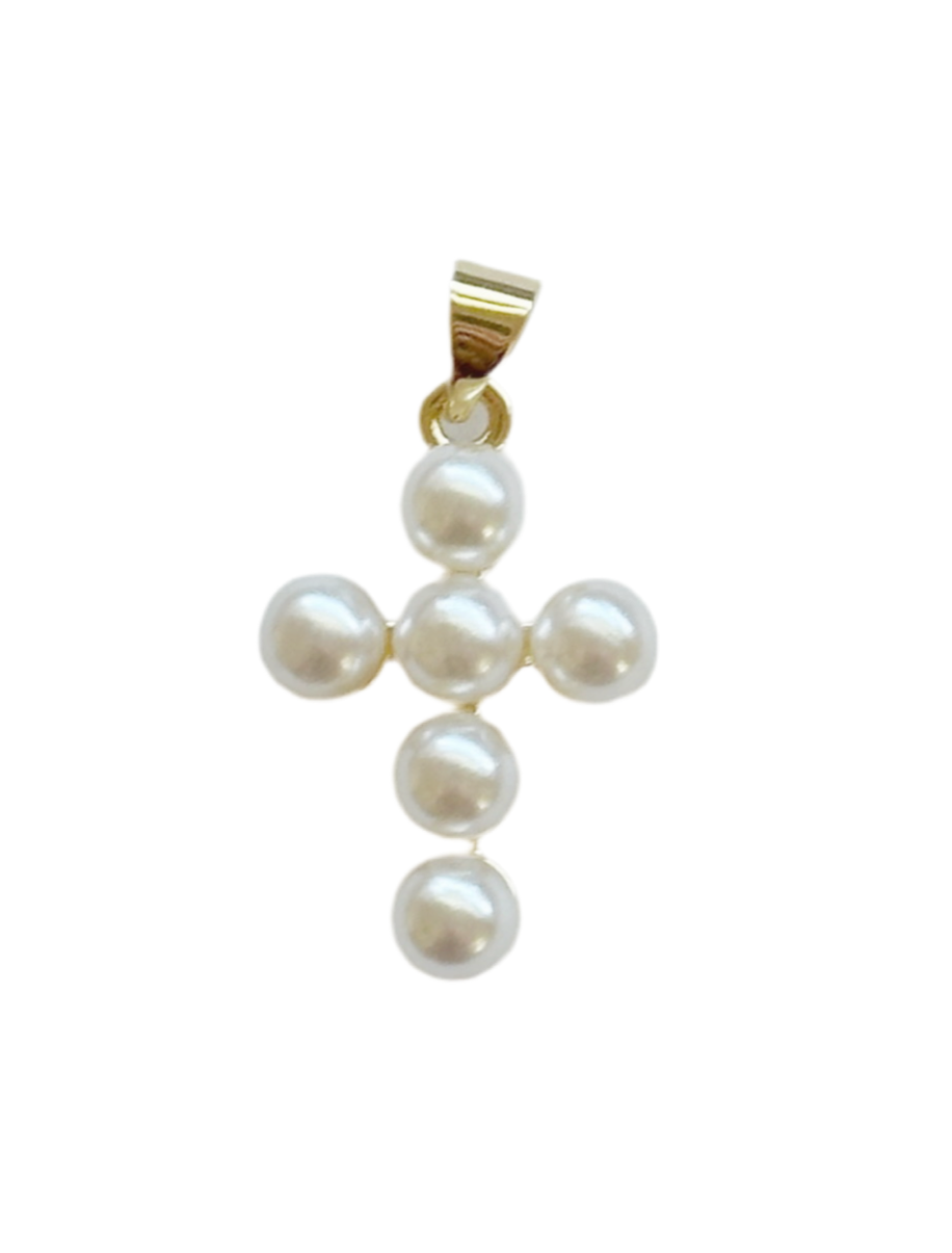 Pearl Cross Charm