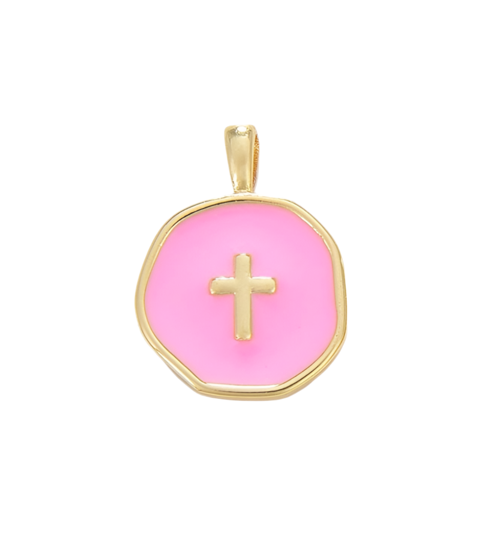 Pink Cross Charm