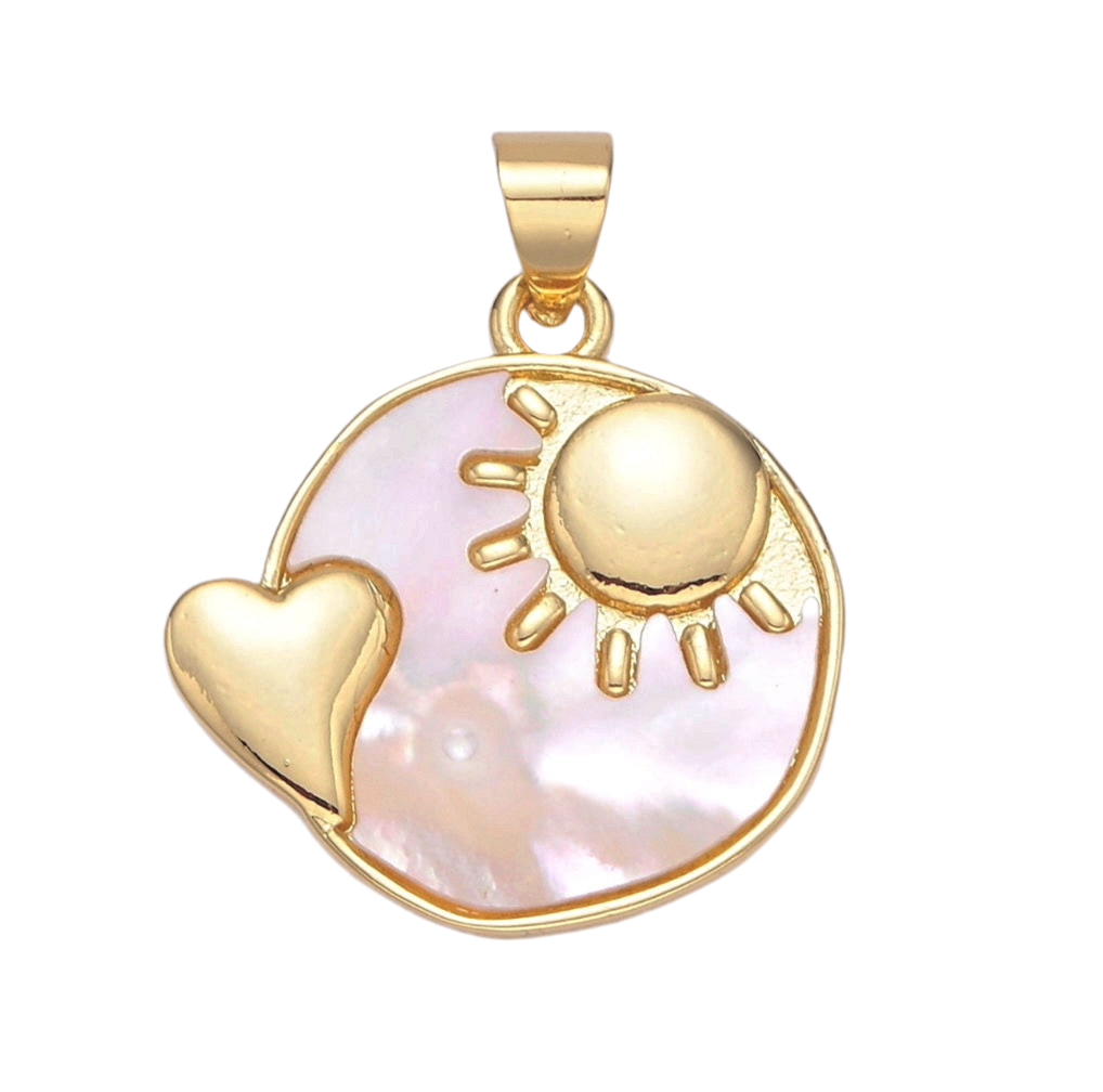 Sun & Heart Pearl Charm