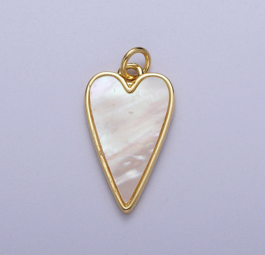 Long Pearl Heart Charm