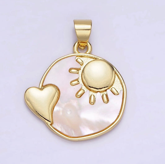 Sun & Heart Pearl Charm