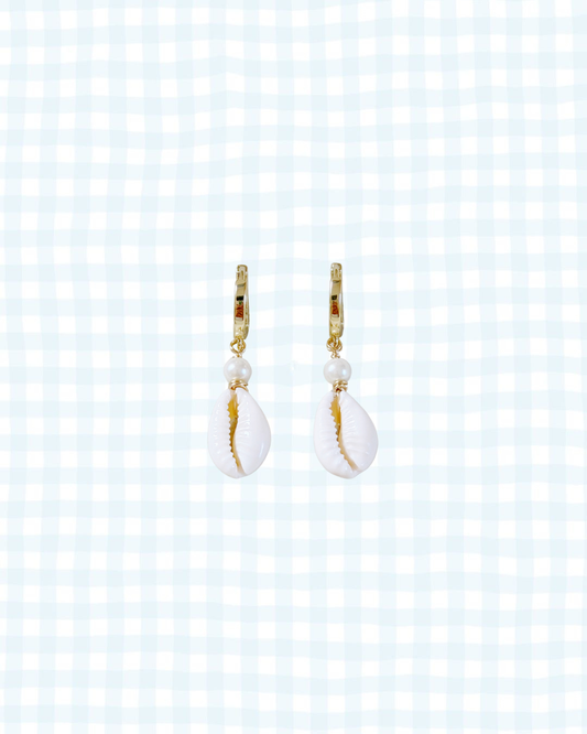 Cowrie Pearl Hoops