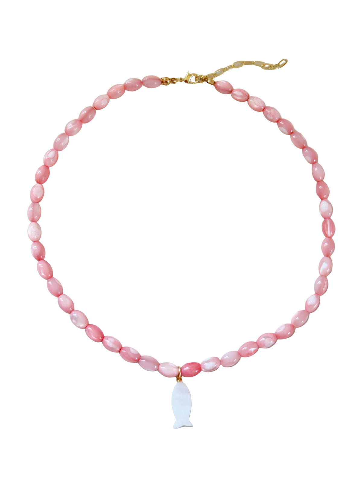 pink shell fish necklace