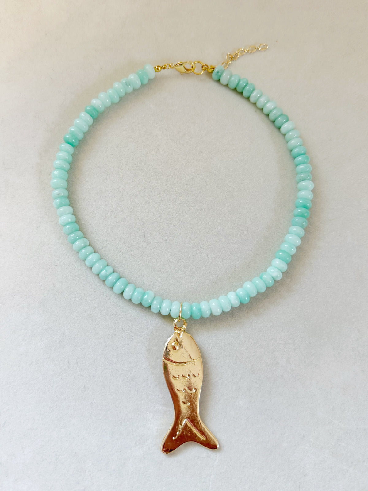 seafoam fish necklace