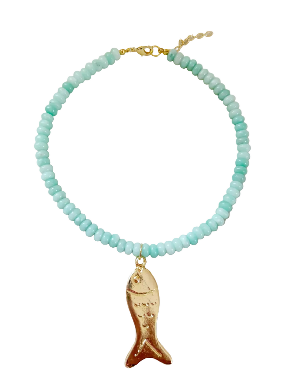 seafoam fish necklace