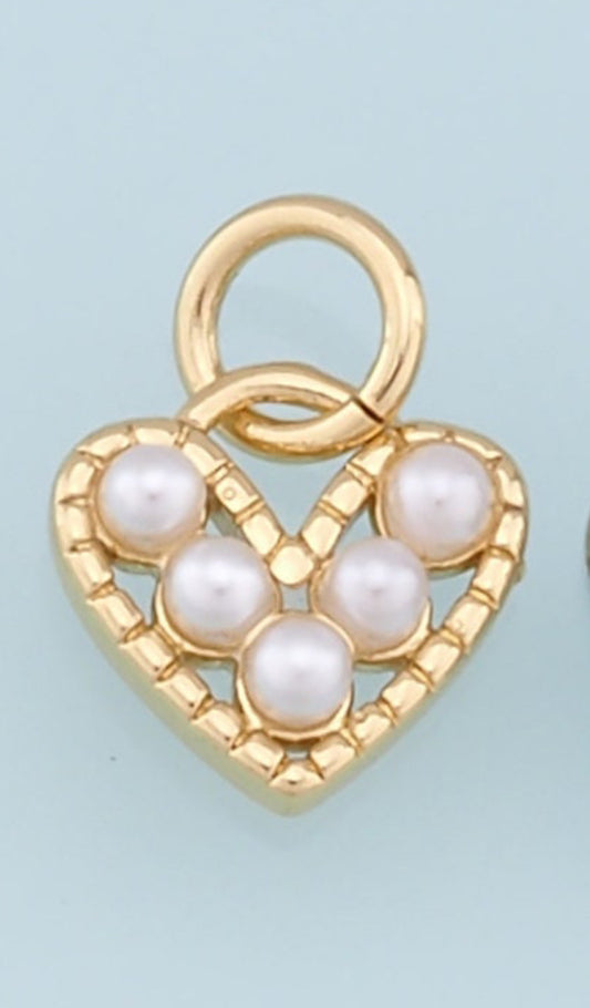 Small Pearl Heart Charm