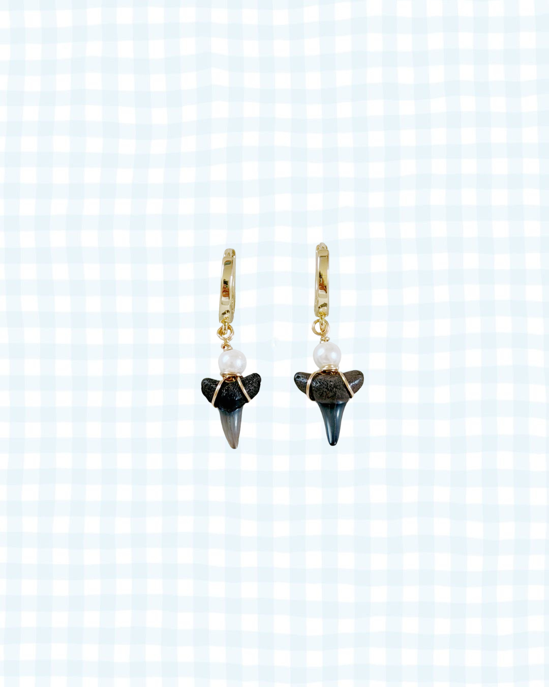 Shark Tooth Pearl Hoops